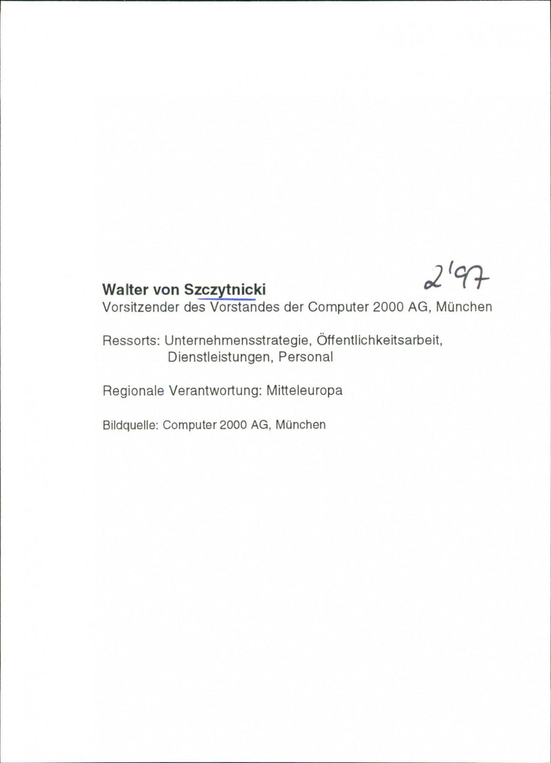 Walter von Szczytnicki Computer 2000 AG - Vintage Photograph