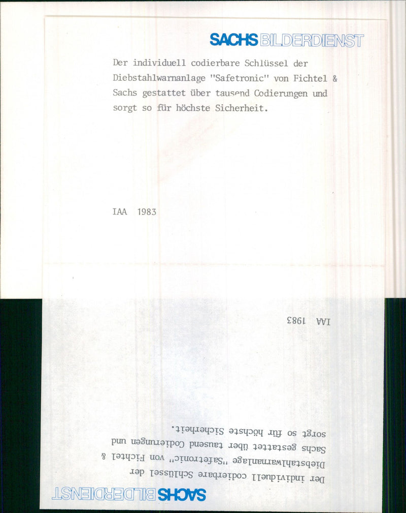 Fichtel & Sachs anti-theft alarm system - Vintage Photograph