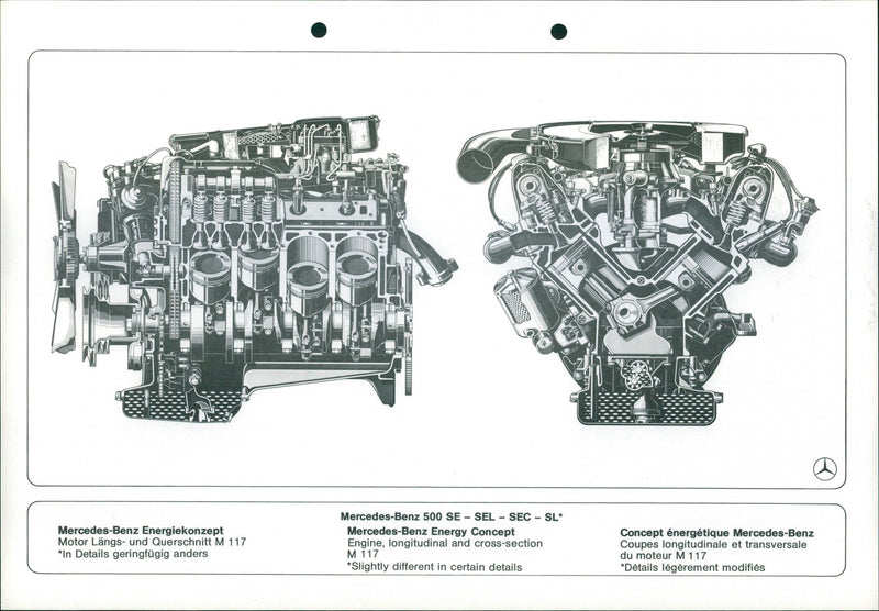 Mercedes-Benz 500 SE - SEL SEC - SL, Energy Concept Engine - Vintage Photograph