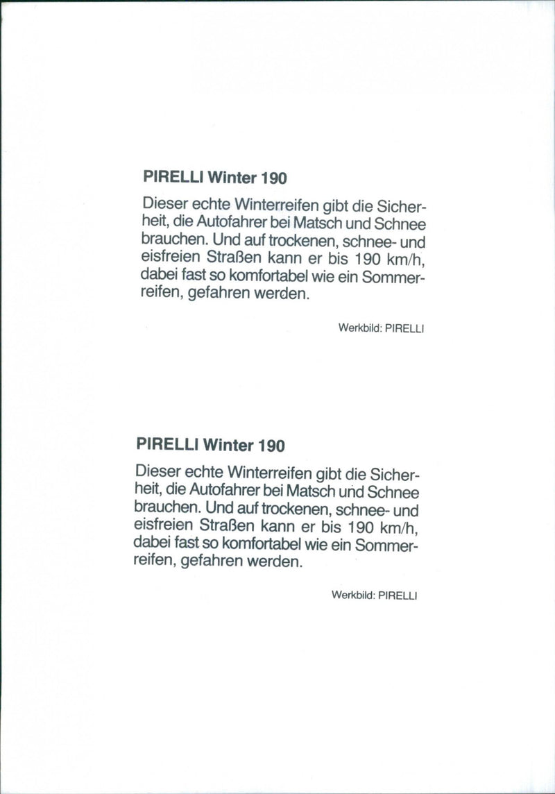 Pirelli Winter 190 - Vintage Photograph