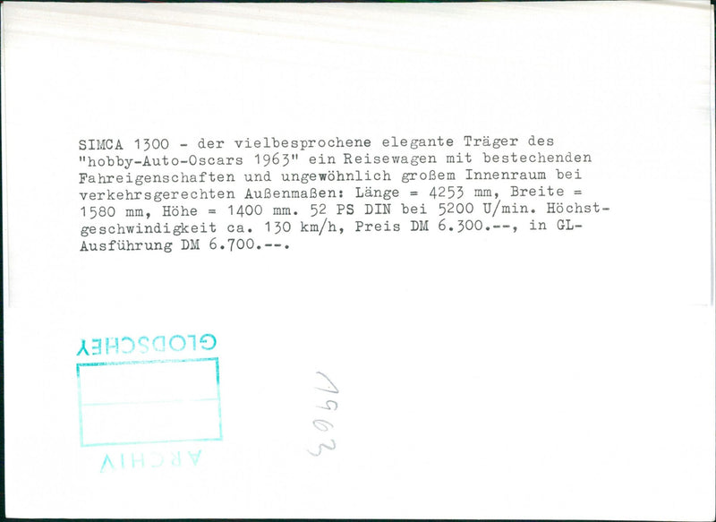 Simca 1300 - Vintage Photograph