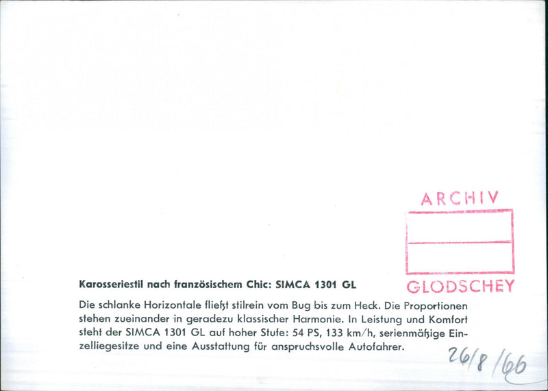 Simca 1301 GL - Vintage Photograph