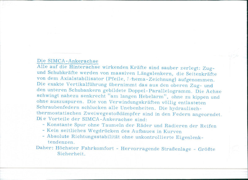 Simca suspension diagram - Vintage Photograph