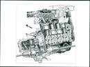 Audi 50 engine cutaway illustration - Vintage Photograph