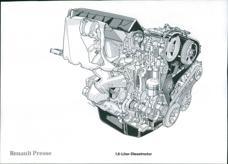 Renault 1.6 Liter Diesel Engine - Vintage Photograph