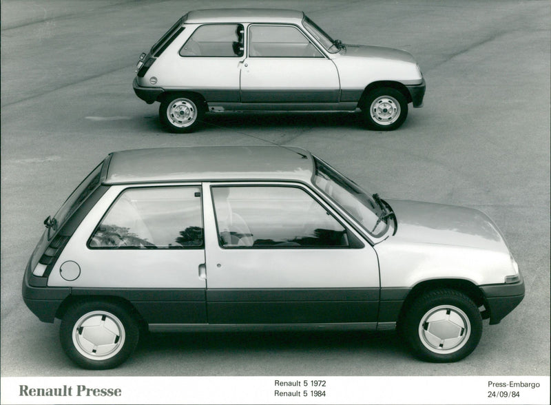 1972 Renault 5 and 1984 Renault 5 - Vintage Photograph