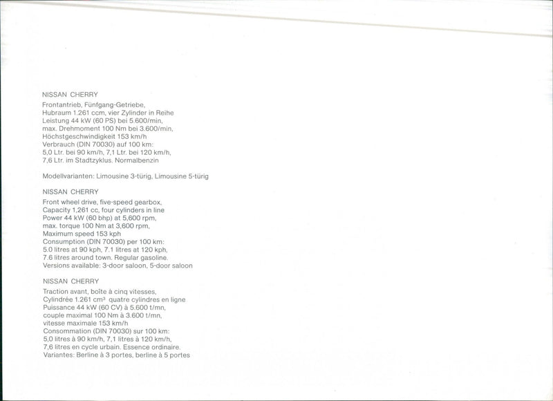 1984 Nissan Cherry - Vintage Photograph