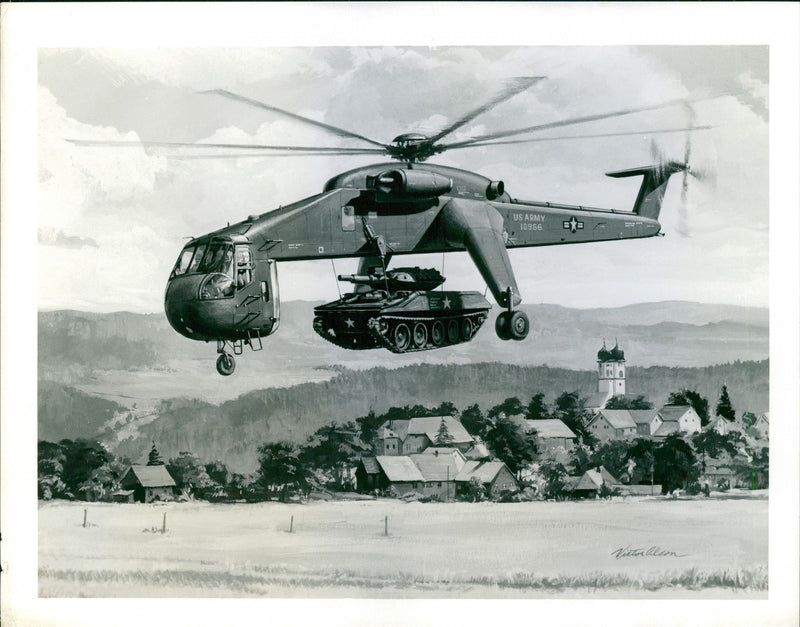 US Army Aerial X helicopter - Vintage Photograph