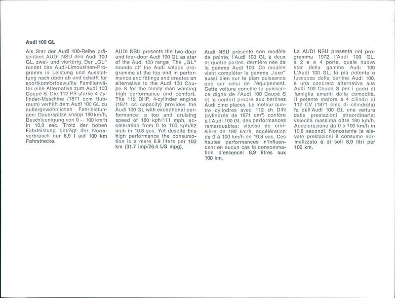 Audi 100GL - Vintage Photograph