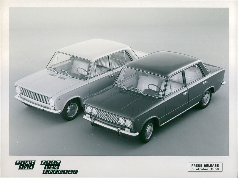 1968 Fiat 124 and 1968 Fiat 124 Special - Vintage Photograph