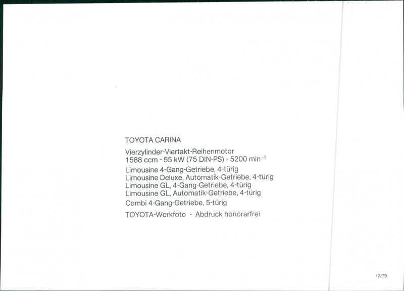1979 Toyota Carina - Vintage Photograph