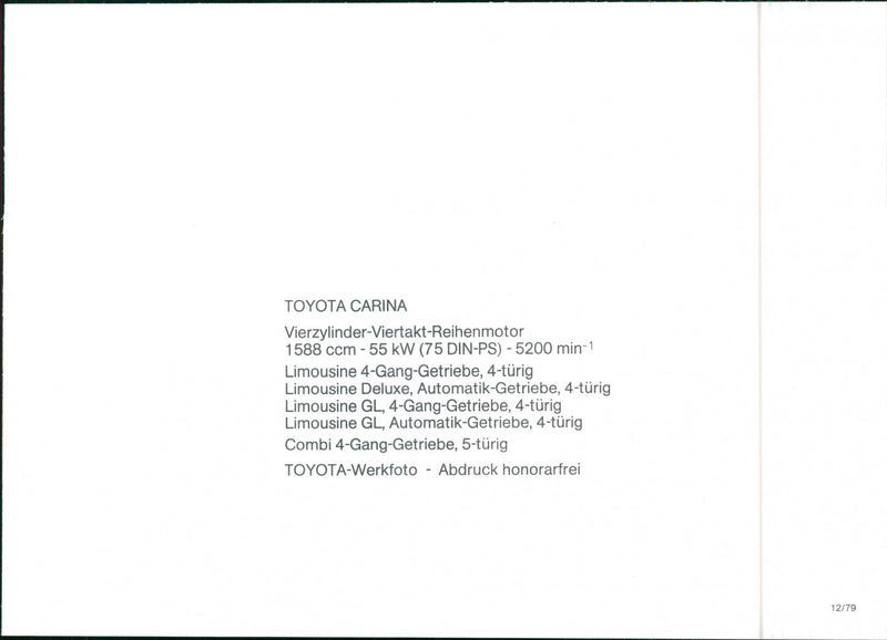 1979 Toyota Carina - Vintage Photograph