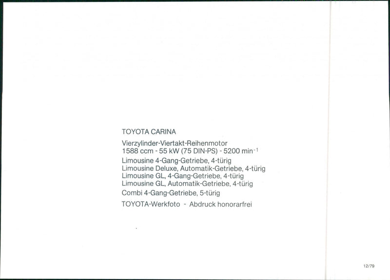 T1979 Toyota Carina - Vintage Photograph
