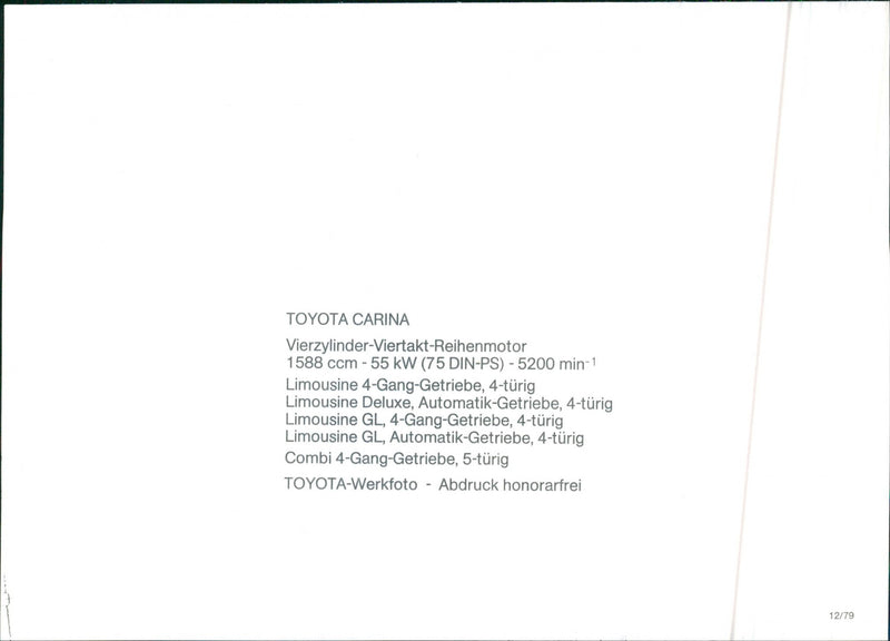 1979 Toyota Carina - Vintage Photograph