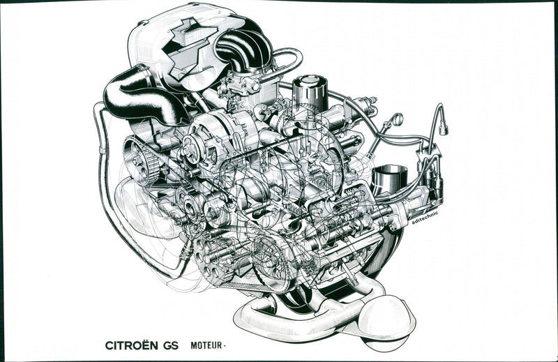 Citroen GS Engine - Vintage Photograph