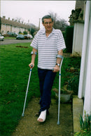 Cast Broken Leg Patient. - Vintage Photograph