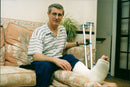 Cast Broken Leg Patient. - Vintage Photograph