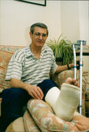 Cast Broken Leg Patient - Vintage Photograph