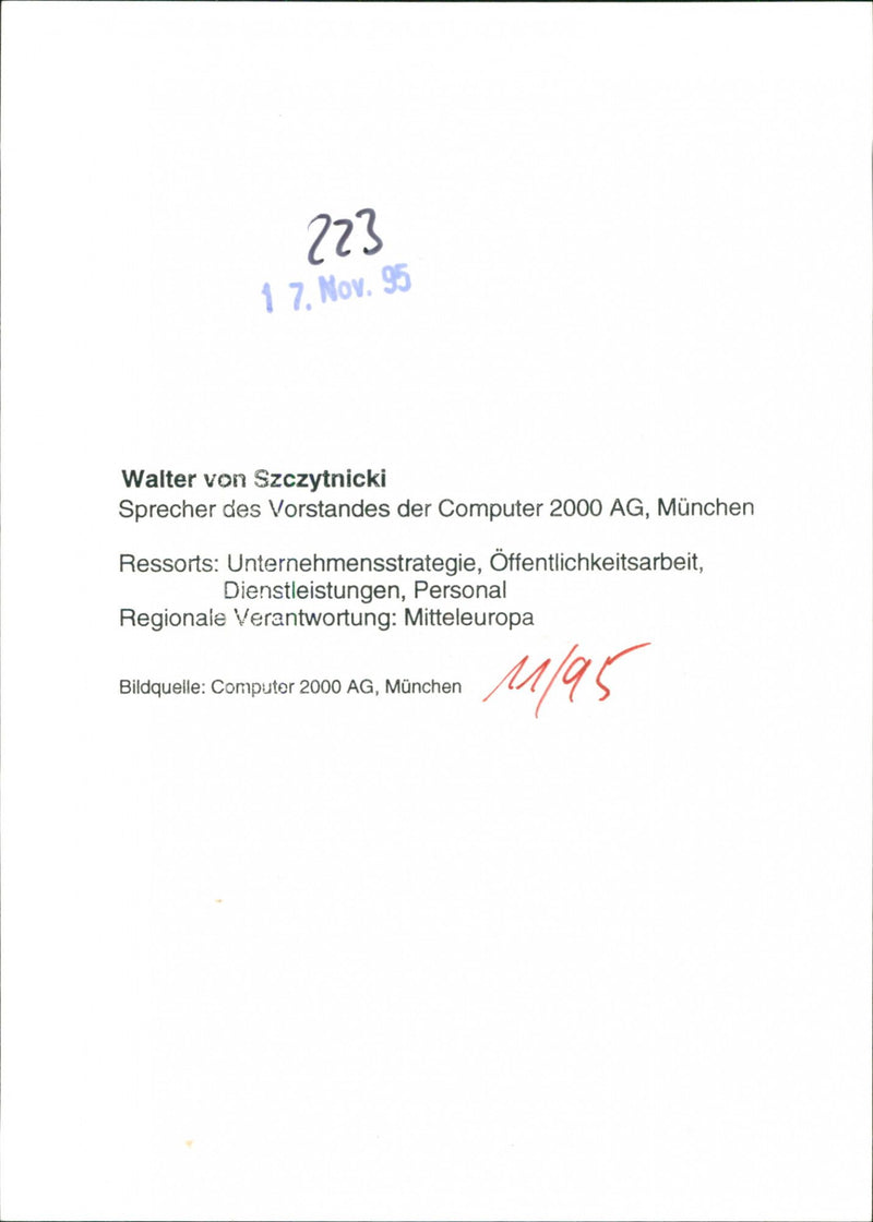 Walter von Szczytnicki Computer 2000 AG - Vintage Photograph