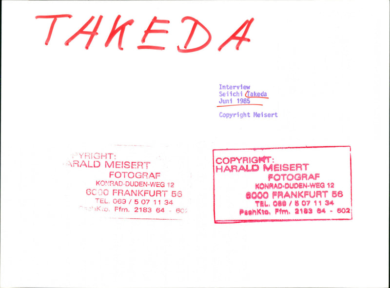 Seiichi Takeda Interview June 1985 - Vintage Photograph