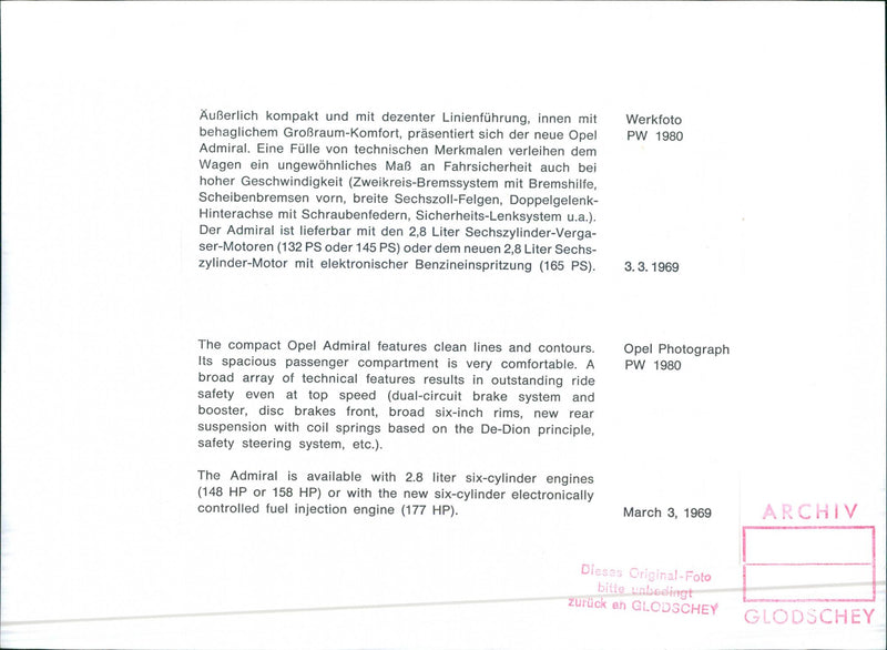 Opel 1969 - Vintage Photograph