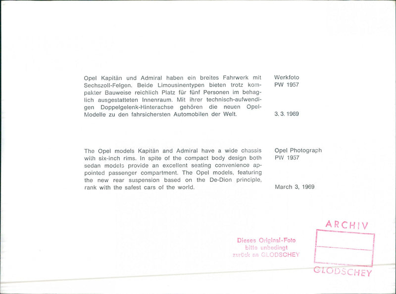 Opel 1969 - Vintage Photograph