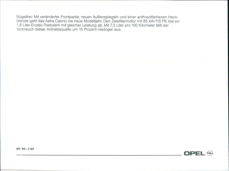 1995 Opel Astra Cabriolet - Vintage Photograph