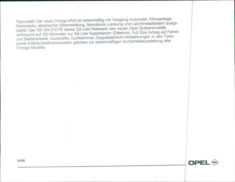 Opel Omega MV6 - Vintage Photograph