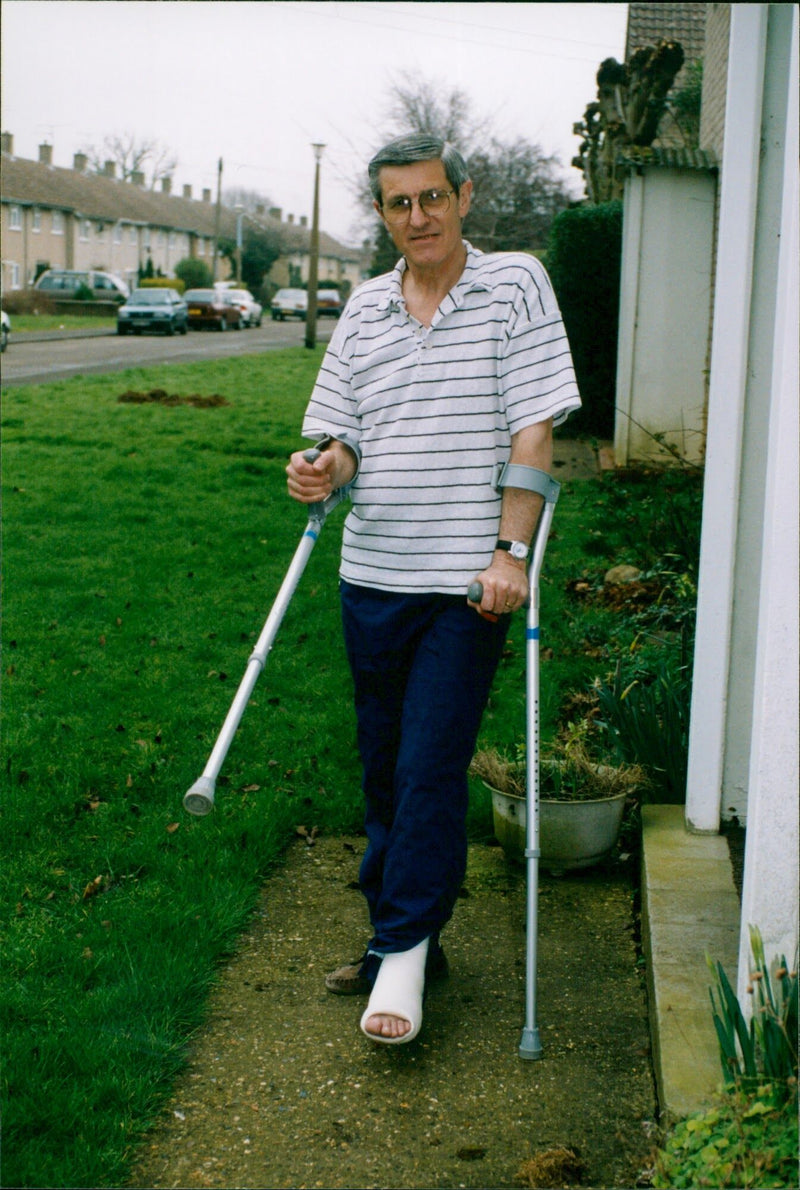 Cast Broken Leg Patient - Vintage Photograph