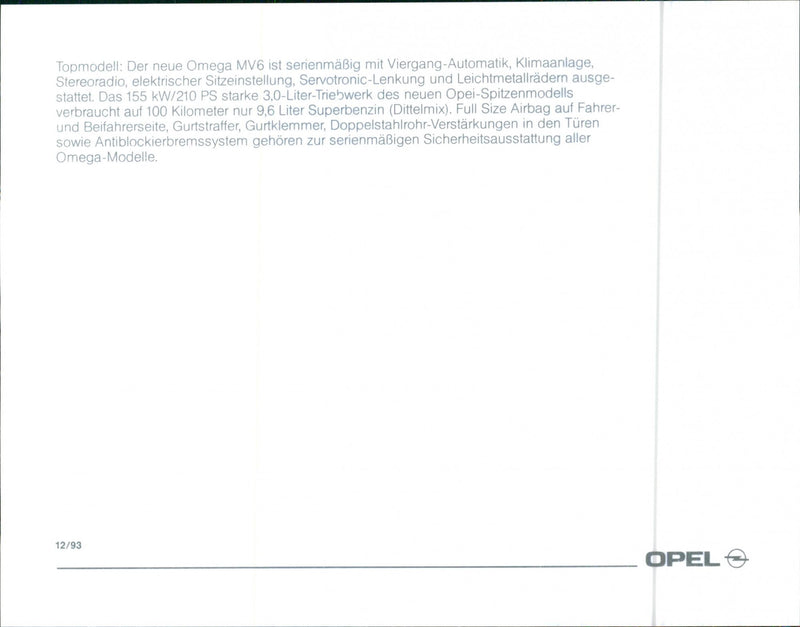 1994 Opel Omega MV6 - Vintage Photograph