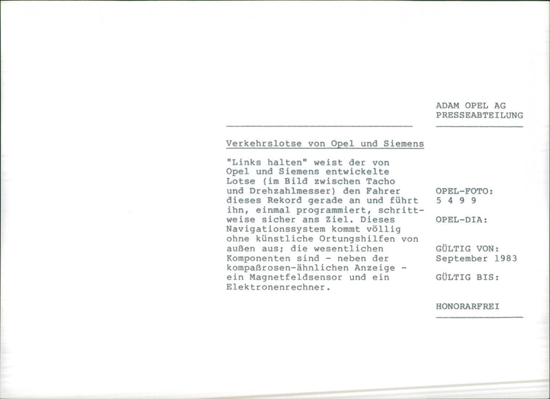 Opel Navigation Sysytem - Vintage Photograph