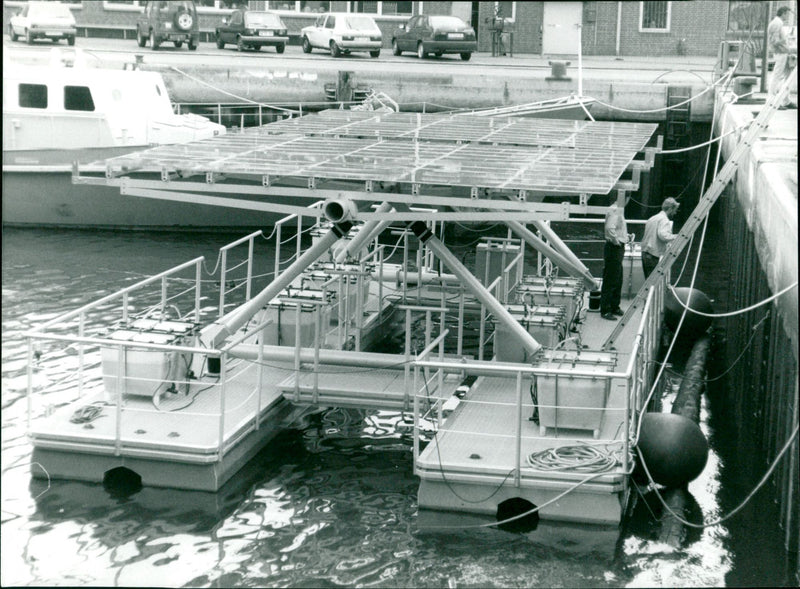 Small power plant in boat shape - Vintage Photograph