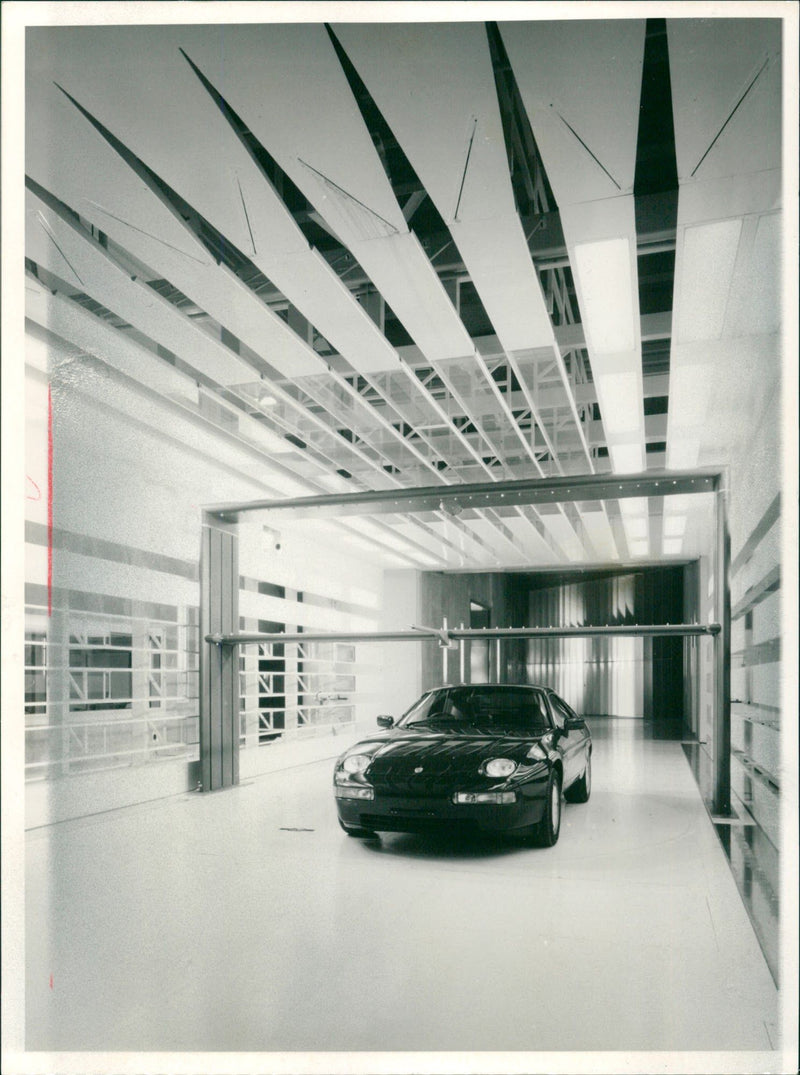 Wind tunnel in the Porsche plant VIII-Weissach with a Porsche 928 - Vintage Photograph