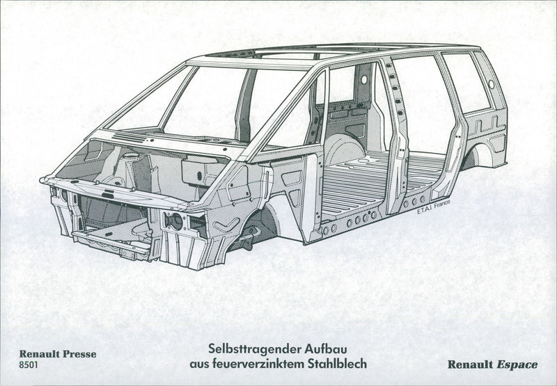 1985 Renault Espace Technical Data - Vintage Photograph