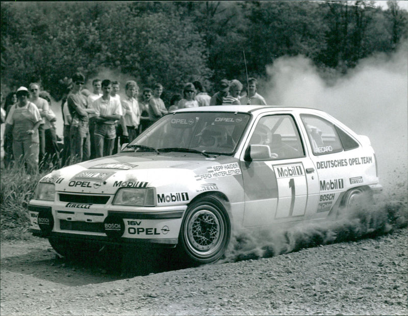 Sepp Haider and Ferdi Hinterleitner in Opel Kadett GSi at German Rally Championship 1989 - Vintage Photograph