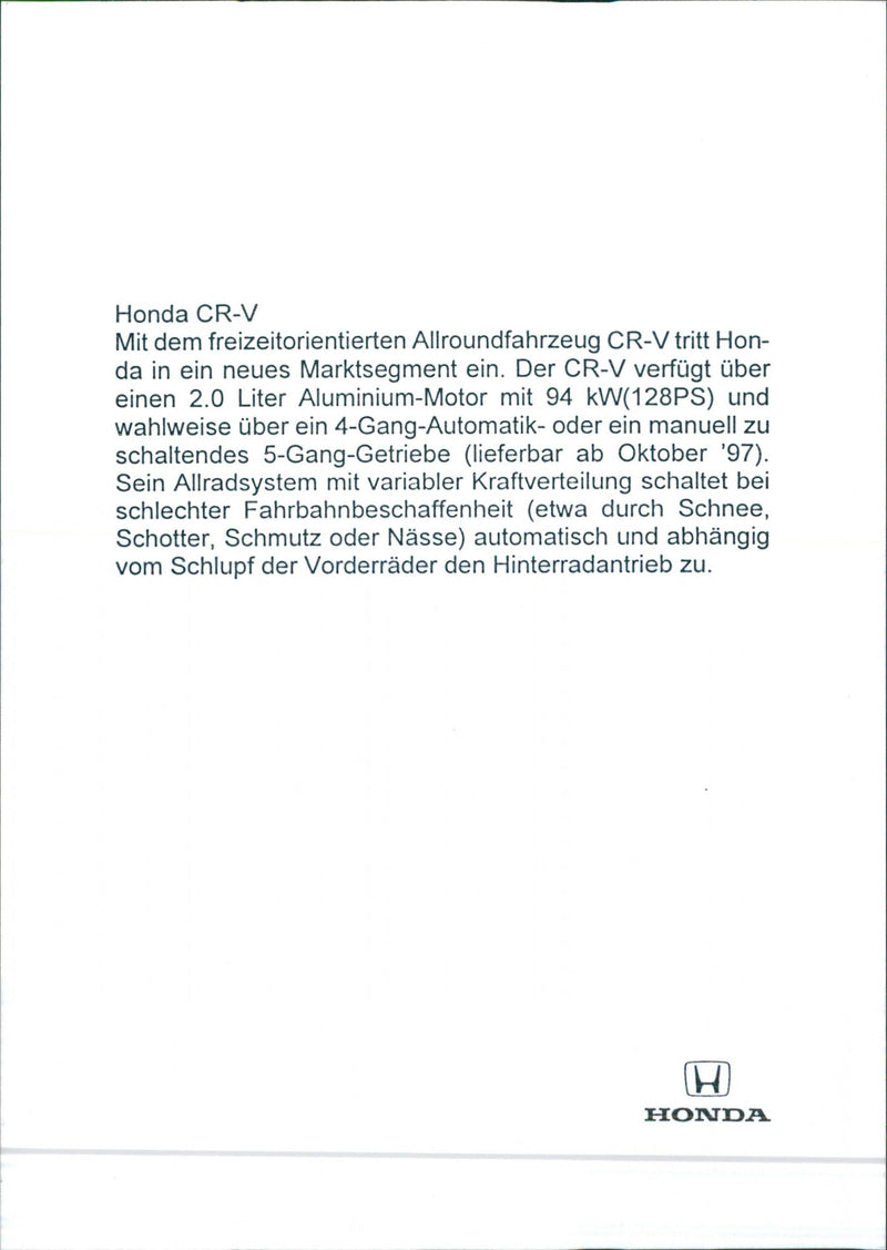 Honda CRV 1997 - Vintage Photograph