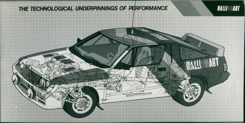 Technical drawing of 1984 Mitsubishi Starion 4WD Rally - Vintage Photograph
