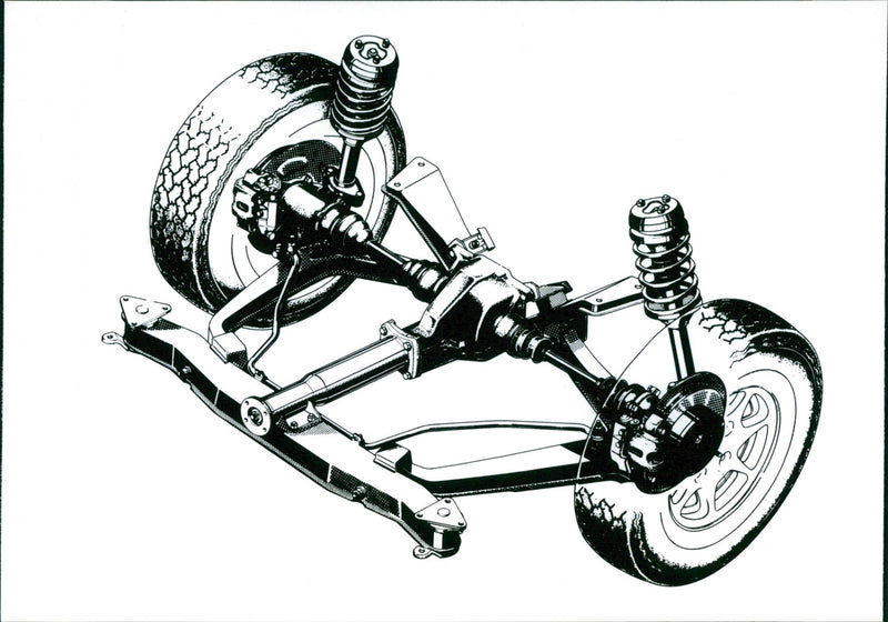 Drawing of 1982 Mitsubishi Starion Turbo's front axle - Vintage Photograph
