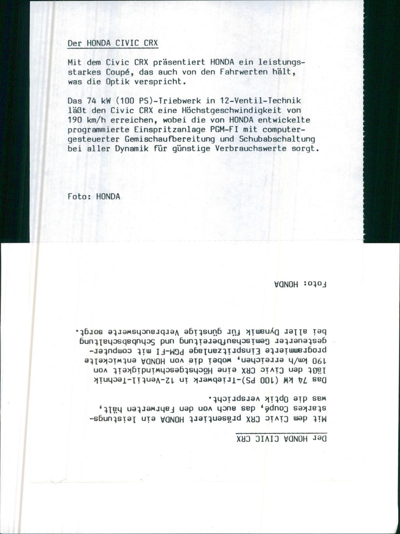 Honda Civic CRX - Vintage Photograph