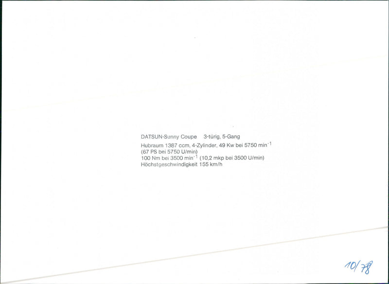 Datsun Sunny Coupe - Vintage Photograph