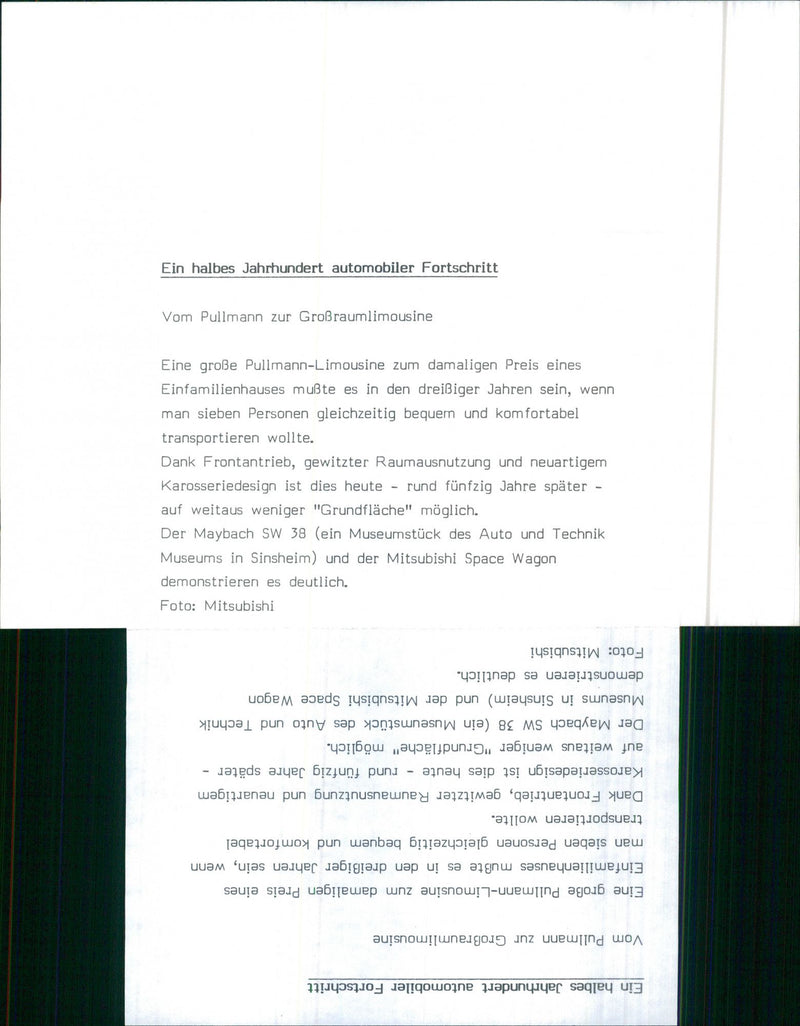 The Maybach sW 38 (a museum piece from the Auto und Technik Museum in Sinsheim) and the Mitsubishi Space Wagon - Vintage Photograph