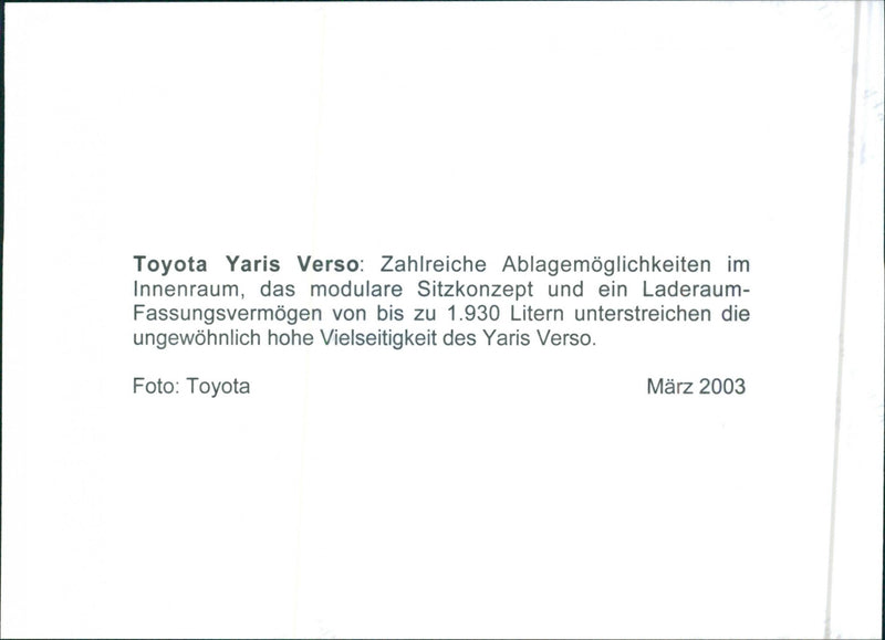 2003 Toyota Yaris Verso - Vintage Photograph