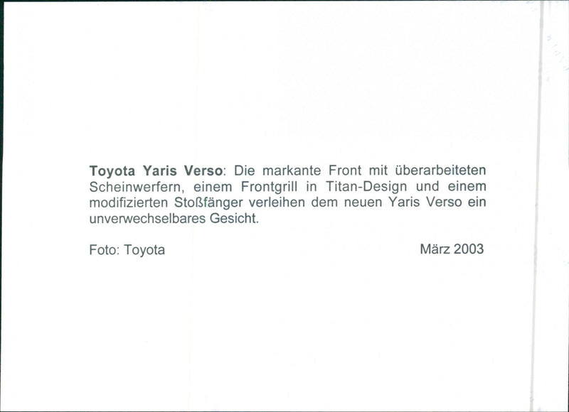 2003 Toyota Yaris Verso - Vintage Photograph