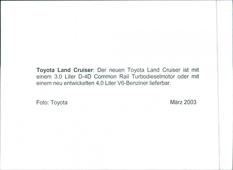 2003 Toyota Land Cruiser - Vintage Photograph