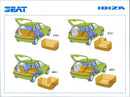 Drawing of SEAT Ibiza's luggage capacity - Vintage Photograph