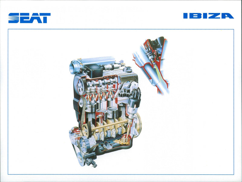 Drawing of SEAT Ibiza's 2 liter engine - Vintage Photograph