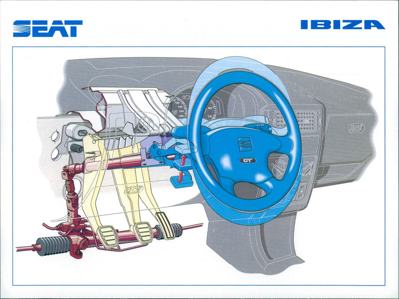 Drawing of SEAT Ibiza's steering column - Vintage Photograph
