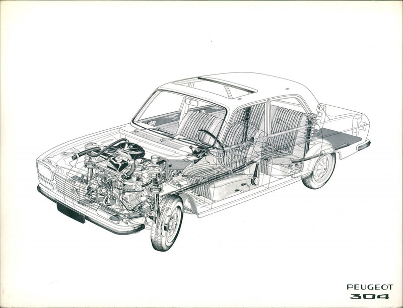 Peugeot 304 Parts Diagram - Vintage Photograph