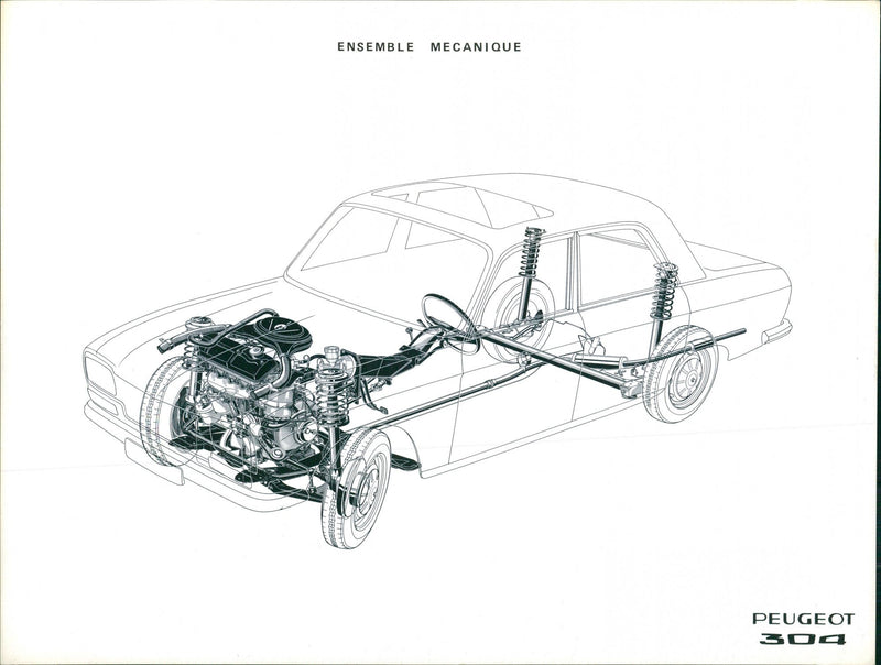 Peugeot 304 Mechanical Assembly - Vintage Photograph