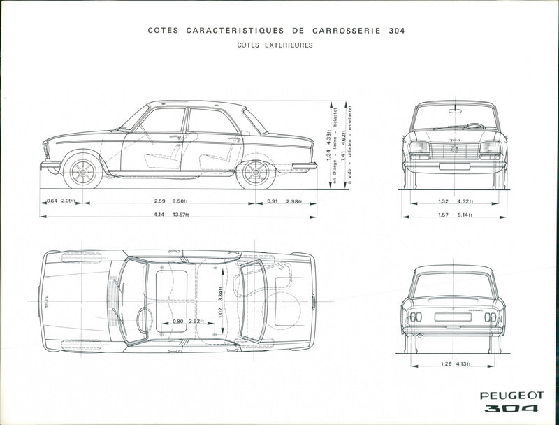 Peugeot 304 Body Characteristics - Vintage Photograph